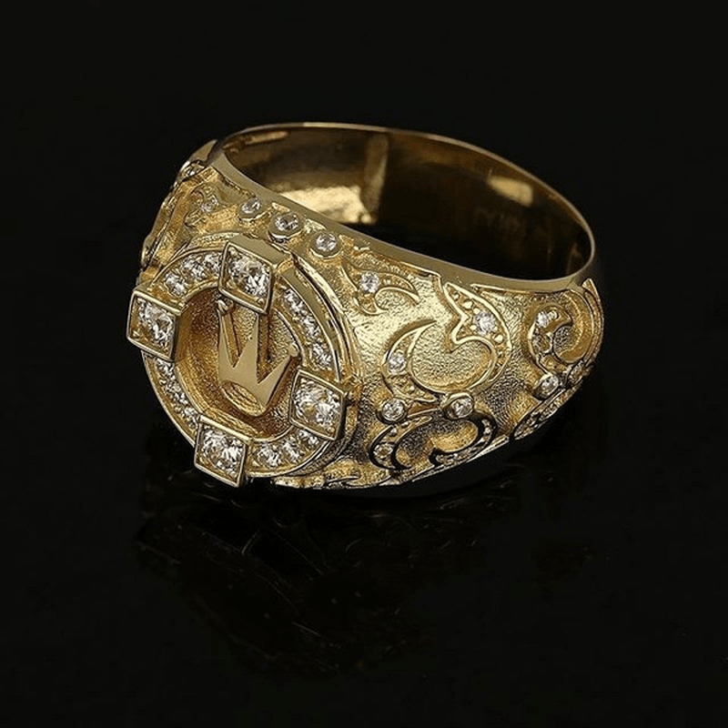 Royal Style Ring Plated Delicate Carving On The Band Trendy Crown Design  Match Daily Outfits Suitable For Men And Women