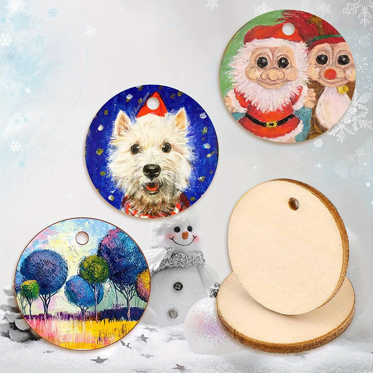 Round Wooden Circles Tags Ornaments With One Hole Wood - Temu