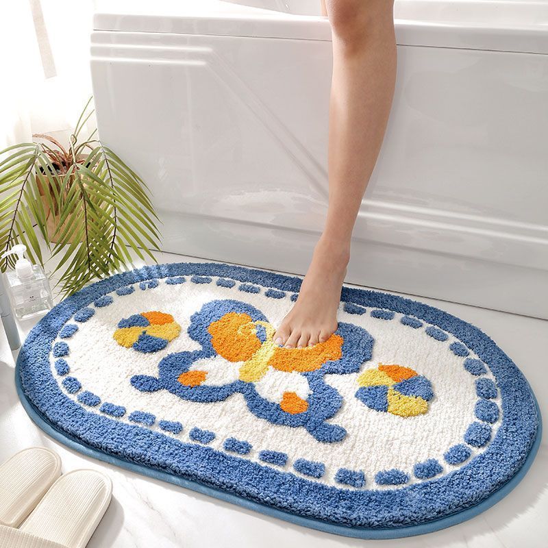 New Fan Shape Toilet Bathroom Rug Shower Mat Anti-slip Diatom Mud