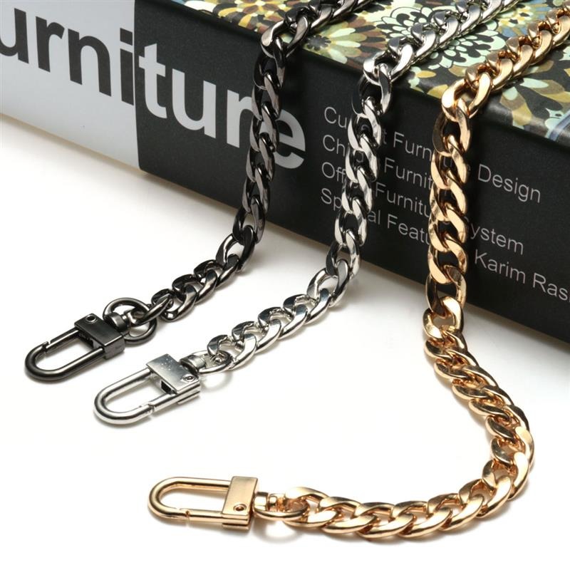 120cm/100cm Convenient Metal Purse Chain Strap Handle Replacement Chain  Handbag Shoulder Bag Chain Accessories Gold/Silver/Black