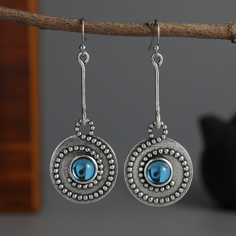 Boho Vintage Geometric Drop Hook Earrings 925 Silver Plated - Temu