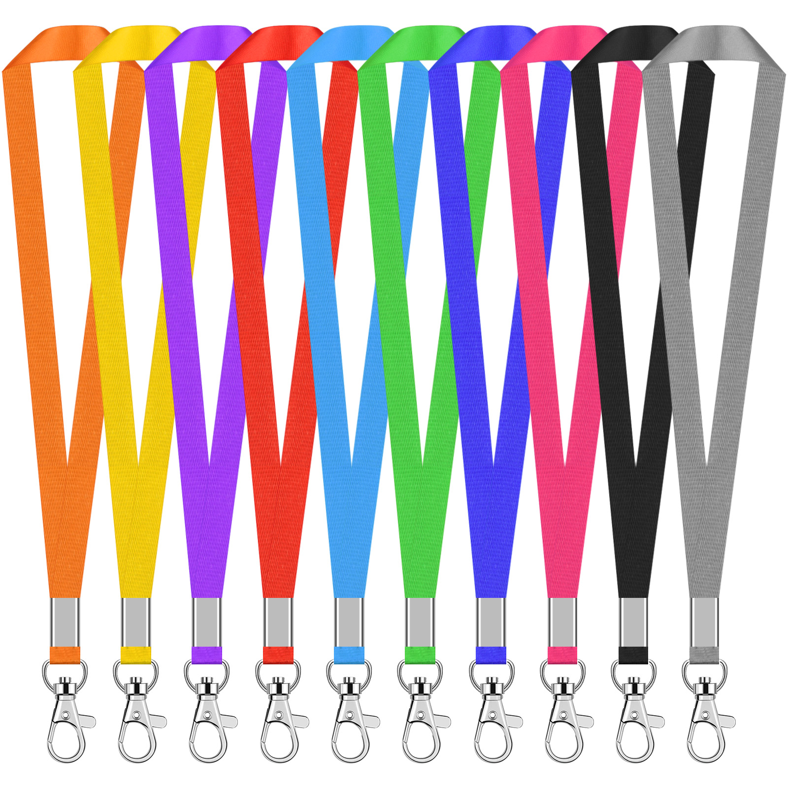 

10pcs 45cm Flat Neck Lanyards With Swivel Hook For Badge Reel Id Card Holders, Badge Lanyards For Id Name Badge Holder/name Tags
