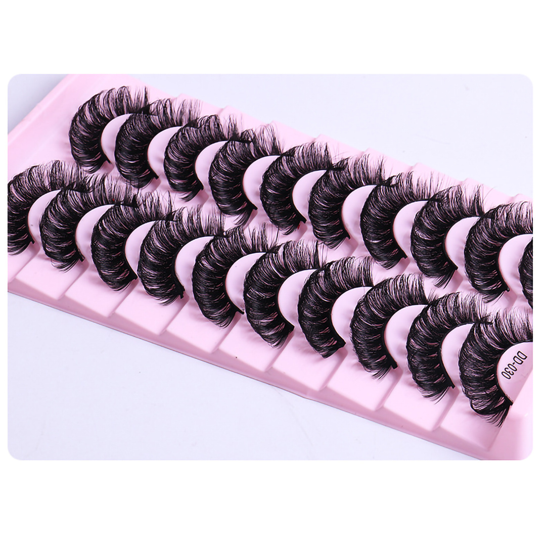 10 Pairs Dd Lashes Russian Strip Lashes 3d Mink Eyelashes Natural Long Reusable Fluffy Eyelashes Extensions