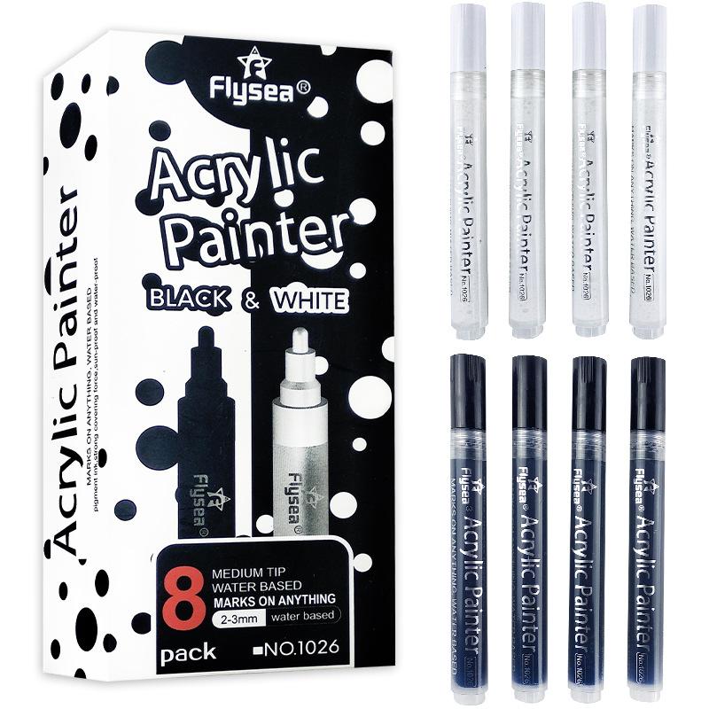 Black And White 2 Colors Water based Painting Paint Pen - Temu