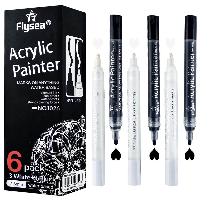 8Packs/set Noir Blanc Peinture Acrylique Marqueurs Stylos - Temu Belgium