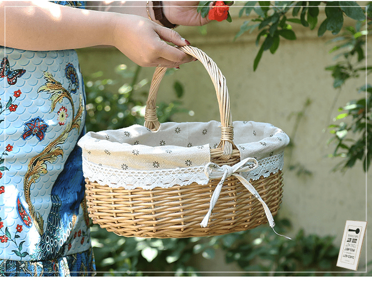 Small Size Camping Basket Wicker Woven Flower Basket - Temu