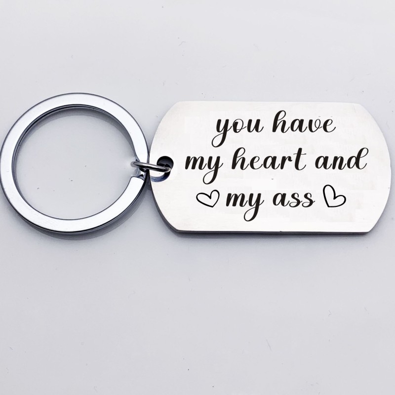 Black and White Key Chain Rings Wedding Text