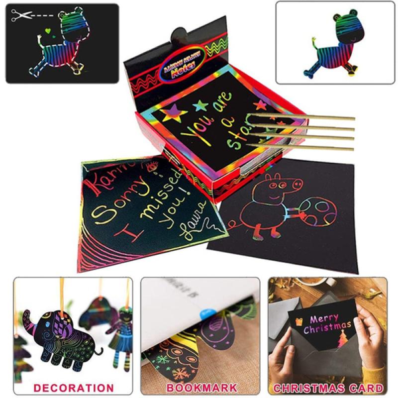 Scratch Art Paper Rainbow Scratch Paper Scratch Off Cards - Temu
