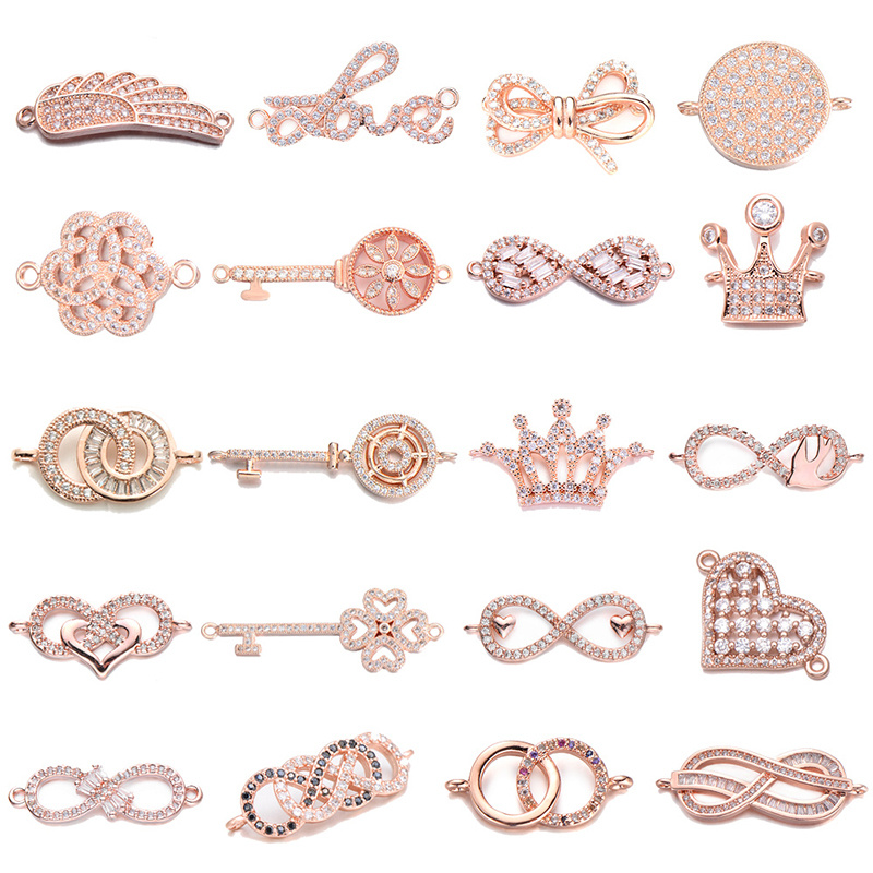 Rose Golden Wing Crown Angel Love Infinity Heart Charms Connectors Cz  Zircon Pendant Links For Diy Women Bracelet Making Charms Jewelry  Accessories - Temu New Zealand