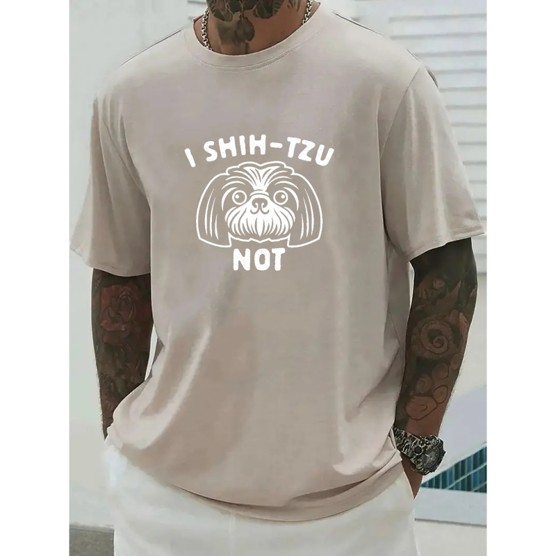 

T-shirt For Men, Cute Dog Head Graphic Print Tees Short Sleeve Oversized Tops For Summer, Men's Clothing, Plus Size