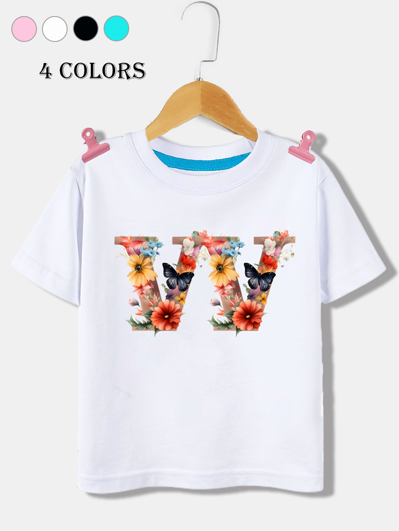 Toddler Girls Flowers Butterfly Graphic T shirts Casual - Temu