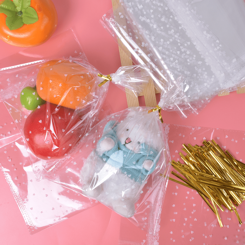 Snack Bags With Ties Plastic Clear Cellophane Goodie - Temu