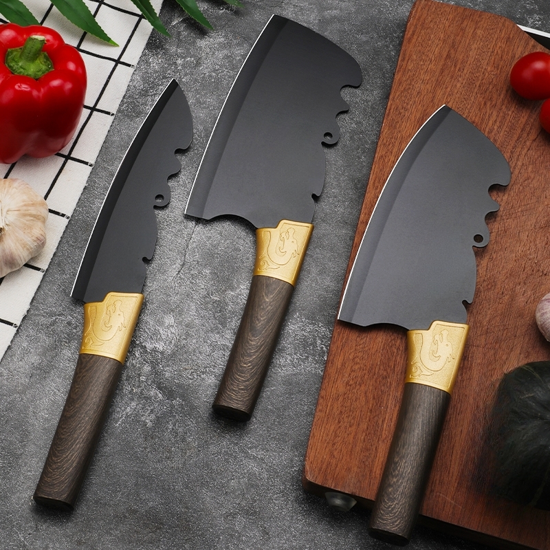 10 Chef Cleaver Knife with Bone & Wood Handle, Carbon Steel Meat