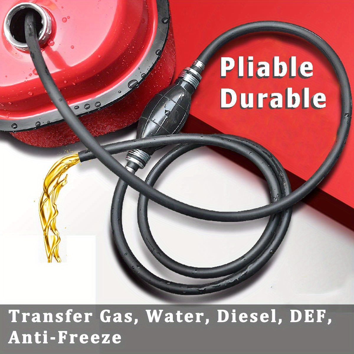 Pompe de Transfert de Carburant,Pompe Transfert Liquide l'eau,Pompe  Manuelle de Transfert de Diesel,tuyau de siphon portable,Tuyau Gaz  Carburant