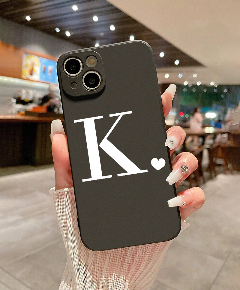 Phone Case With Heart Letter K Graphic Shockproof For Iphone - Temu