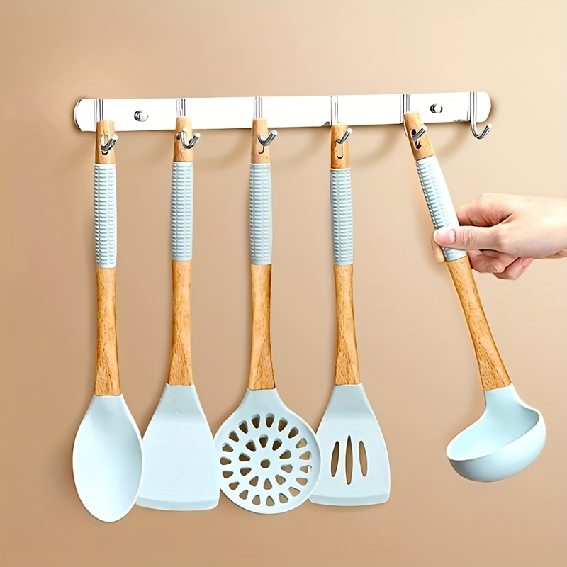 1pc Beige Wooden Handle Silicone Spatula Set Suitable For Non-stick Pans  High Temperature Resistance Cooking Utensils, Including Frying Spatula And  Soup Spoon. Suitable For Traveling, Outdoor Activities And Home Use.