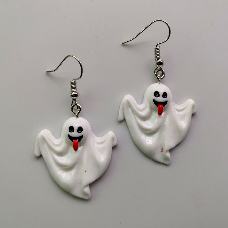 Gold and Opal Ghost Earrings Halloween Polymer Clay -  in 2023