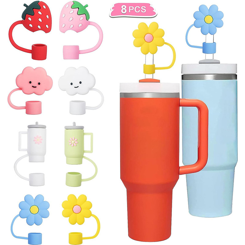 8 PCS Straw Covers Cap, Straw Cover for Stanley 30&40 Oz Tumbler, Cute  Straw Caps in Various Shapes Silicone Straw Toppers, Drinking Straw Caps  for