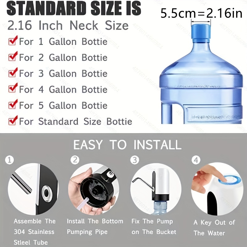 LECIEL Water Pump Dispenser, Automatic Drinking Water Bottle Pump for 5  Gallon Water Bottle Dispenser USB Charging Portable Water Dispenser (Black)