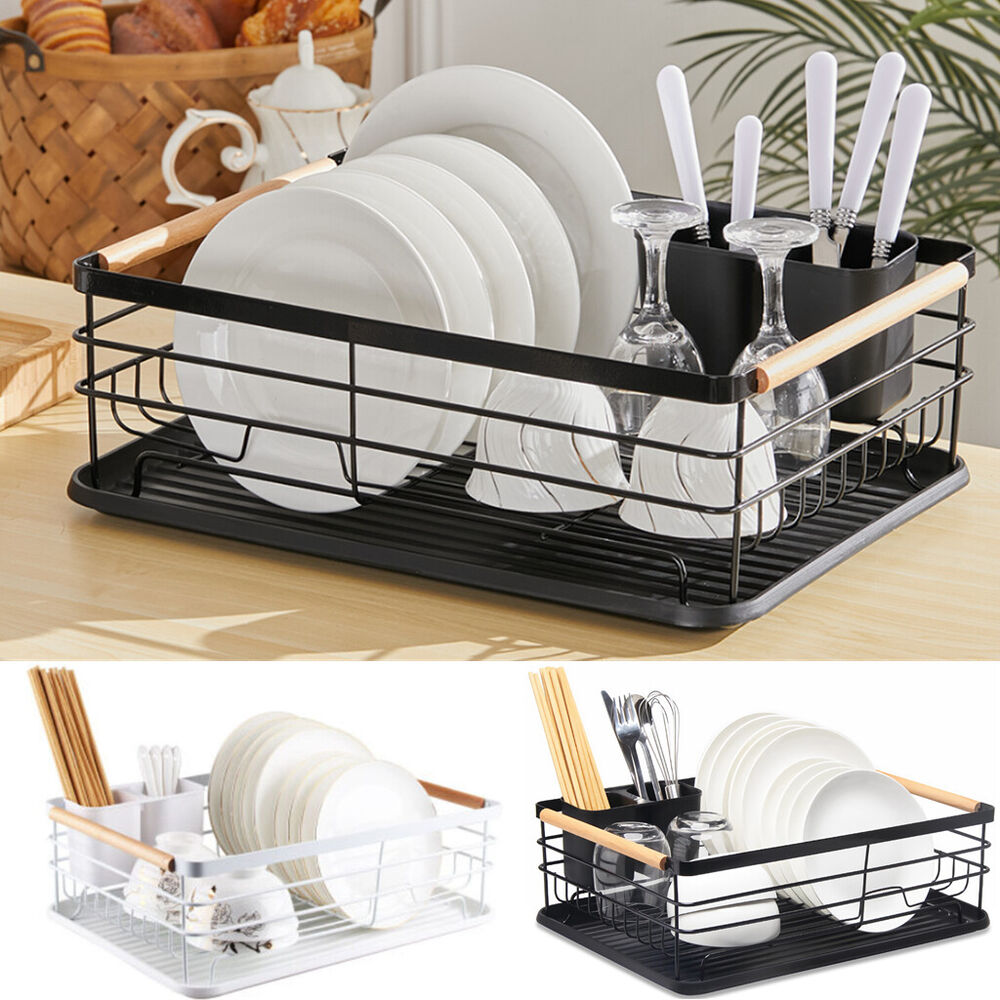 junyuan Hanging Dish Drying Rack Wall Mount,Dish Racks Drainer,3 Tier  Kitchen Plate Organizer Storage Shelf with Drain Tray with 3  Hooks,Stainless