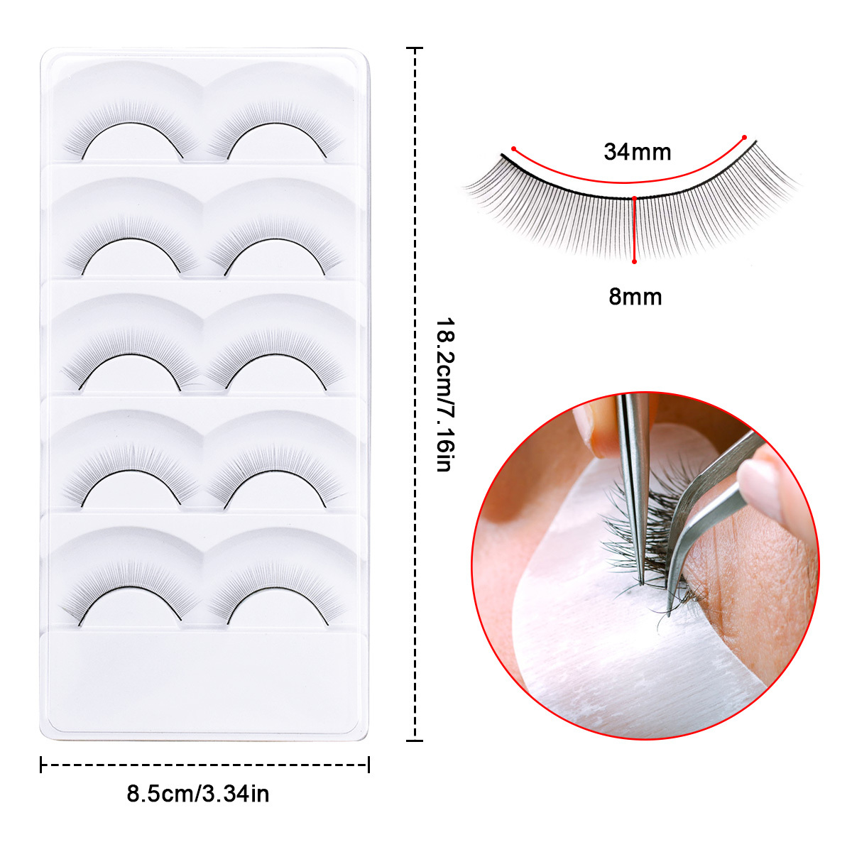 20 Pairs Practice Eyelashes For Mannequin Head Natural Strip Lashes