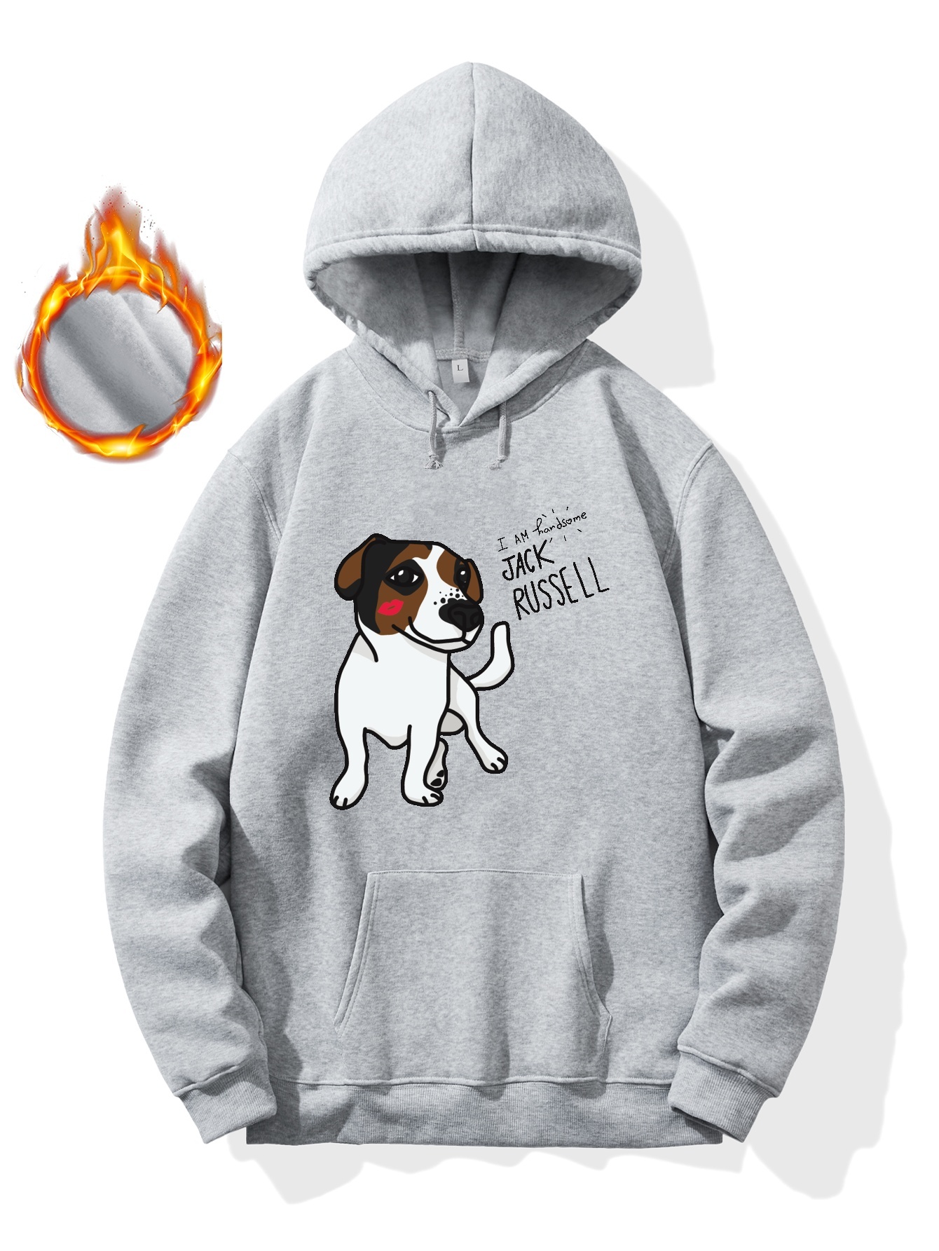 Less People Dogs Print Kangaroo Pocket Fleece Sweatshirt - Temu