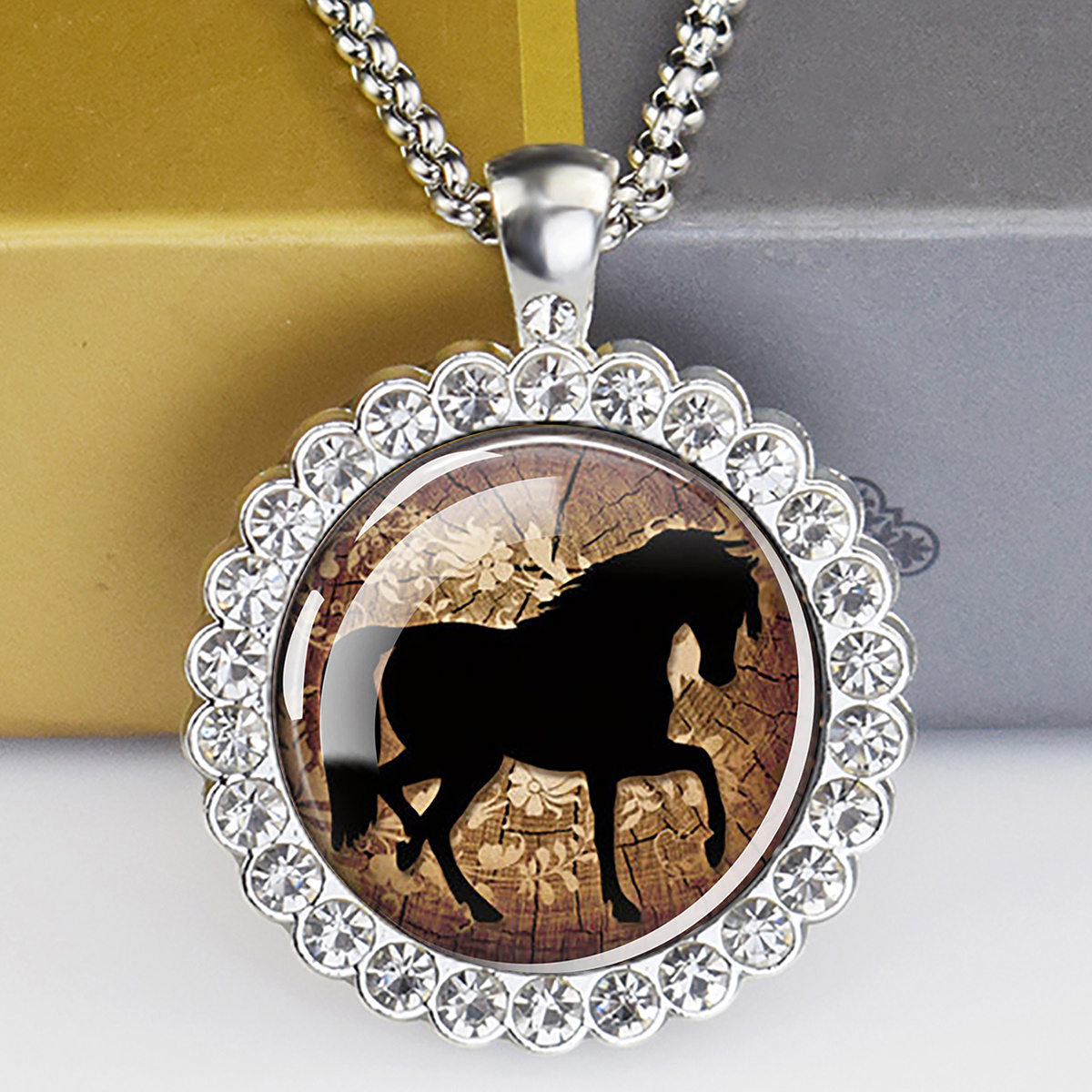 アクセサリー K18 YG ILLUSION GLASS PENDANT HORSE. 1pc horse necklace horse head photo glass cabochon pendant - Temu