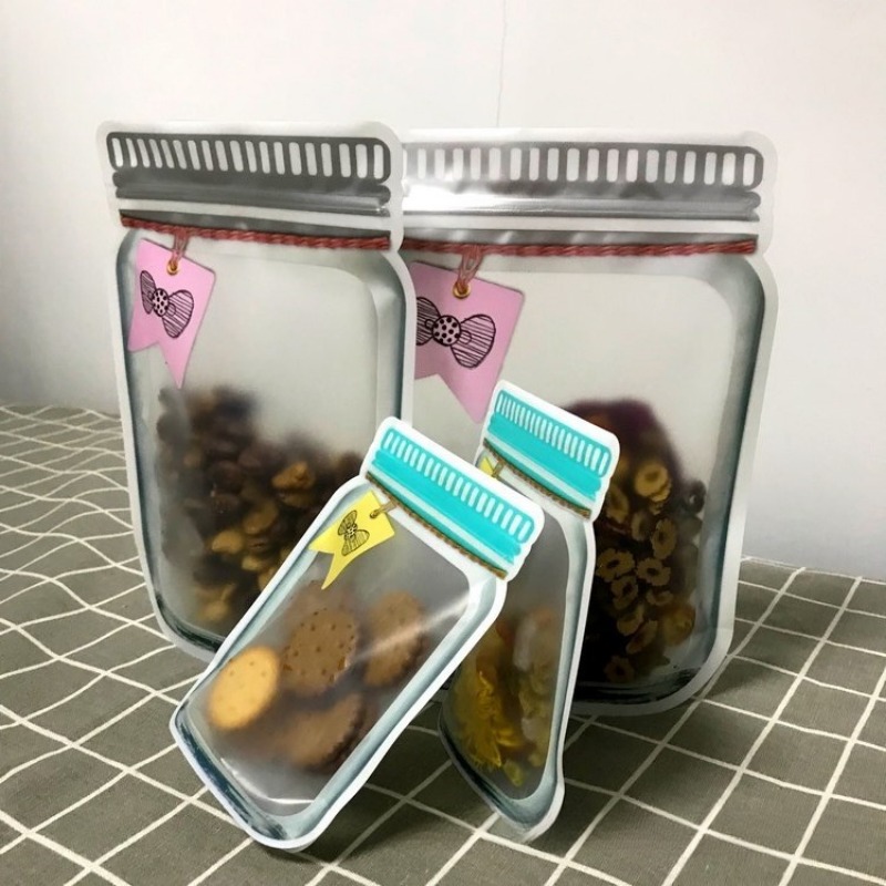 10pcs Mason Jar Shaped Food Sealed Bags