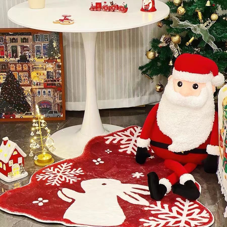 1 Tappeto Pesante In Finto Cashmere Con Decorazioni Natalizie, Morbido E  Soffice Tappetino Per Soggiorno, Simpatico Tappeto Per Albero Di Natale