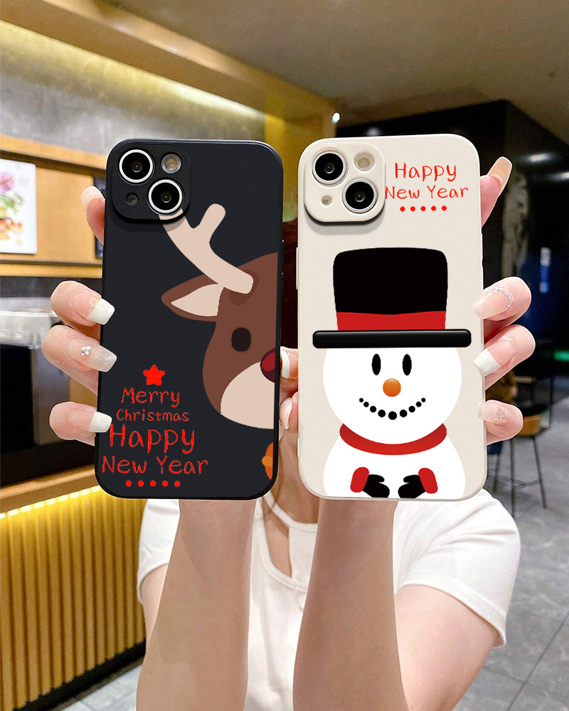 2pcs Phone Case With Christmas Element Graphic Shockproof For iPhone 14  11 Pro XR XS Plus Bumper Back Soft Cover Phone Cases
