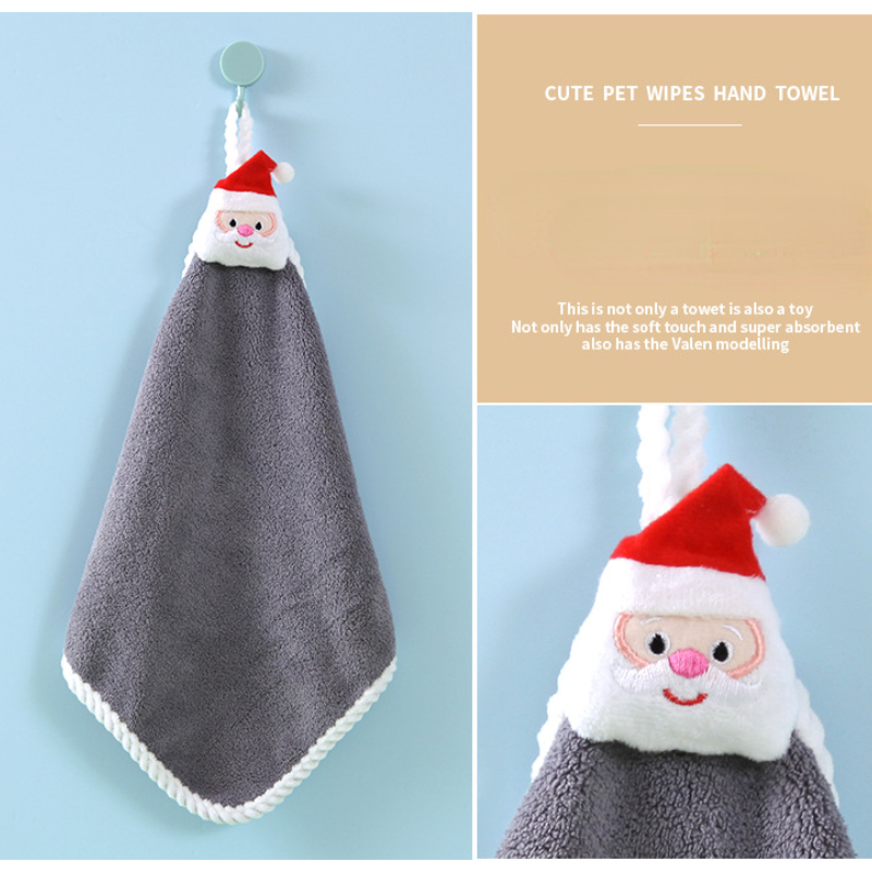 Cute Christmas Pattern Fingertip Towel Hanging Towel For - Temu