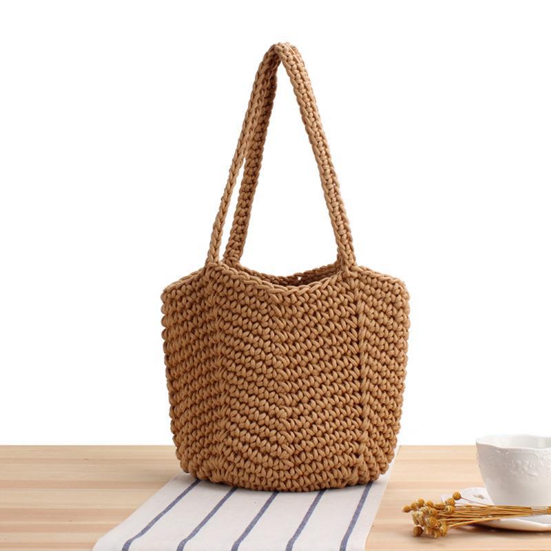 Bohemian 2023 New Cotton Rope Large Capacity Woven Straw Bag