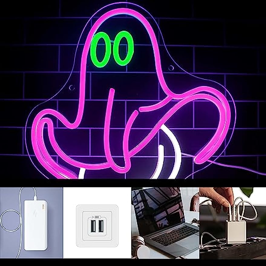 Cute Ghost Home Decoration LED Decor Halloween BOO Neon Sign