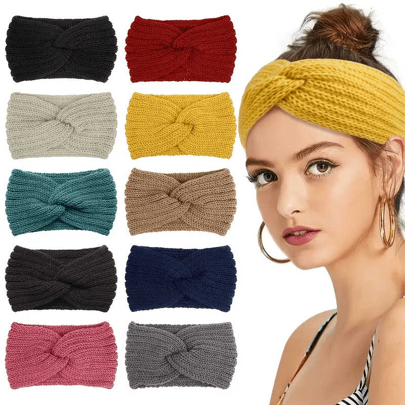 Women Crochet Headband Knit Cross Knot Hairband Winter Ear - Temu