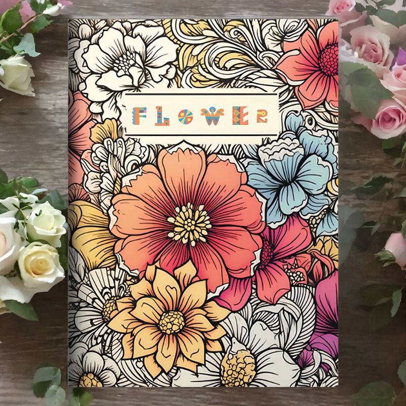 Bloom Adult Coloring Book With Flower Theme Adult Stress - Temu