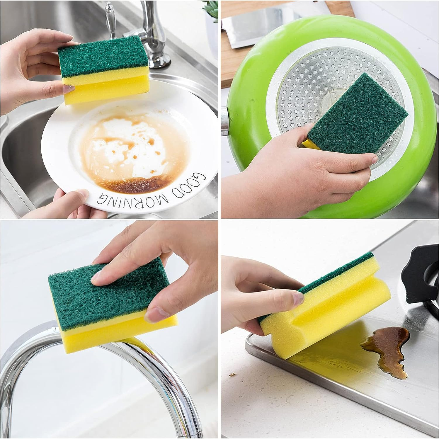 5/10/20/30PCS Scrub Sponges for Dishes Non-Scratch Microfiber Sponge Non  Stick Pot Cleaning Sponge Brush Kitchen Housework Tools