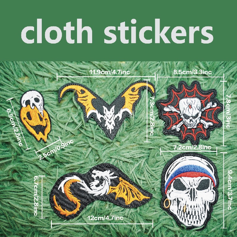 Skull And Ghost Embroidered Fabric Badges, Hip-hop Style Halloween