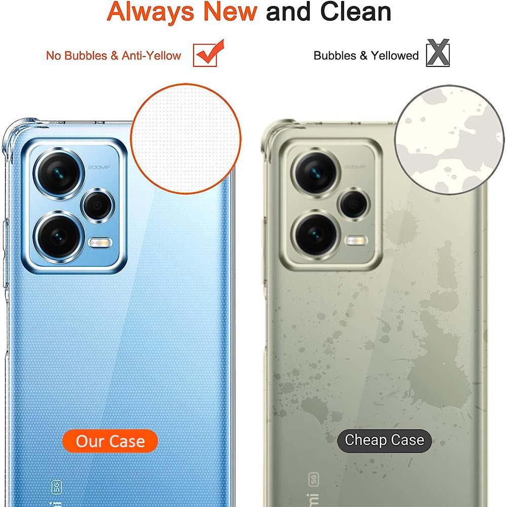 Clear Case for Redmi Note 12 Pro Plus 5G Case, Redmi Note 12 Pro + Case  with Screen Protector, Shockproof Clear Hard PC + TPU Bumper Protective  Cover