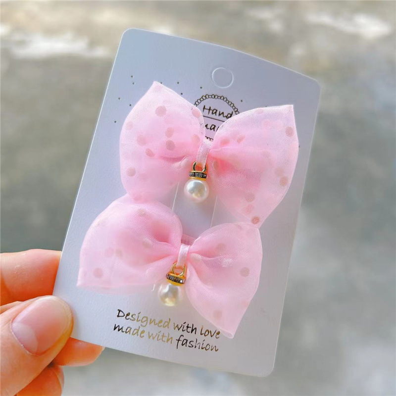 Imitation Pearl Pendant Tulle Bow Girls Daily Hair Clip - Temu