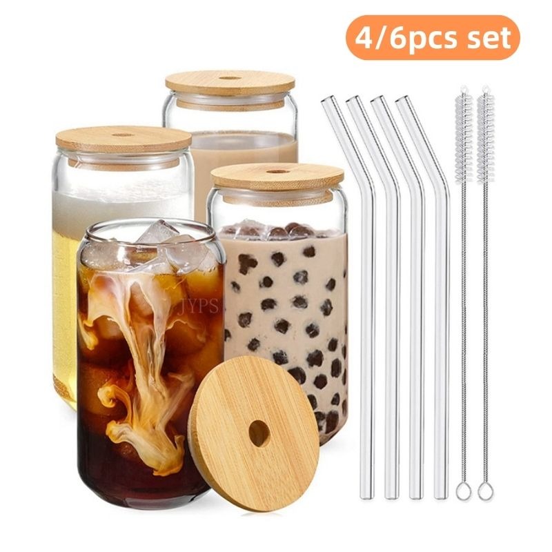 500 ML Transparent Mason Jars with straws
