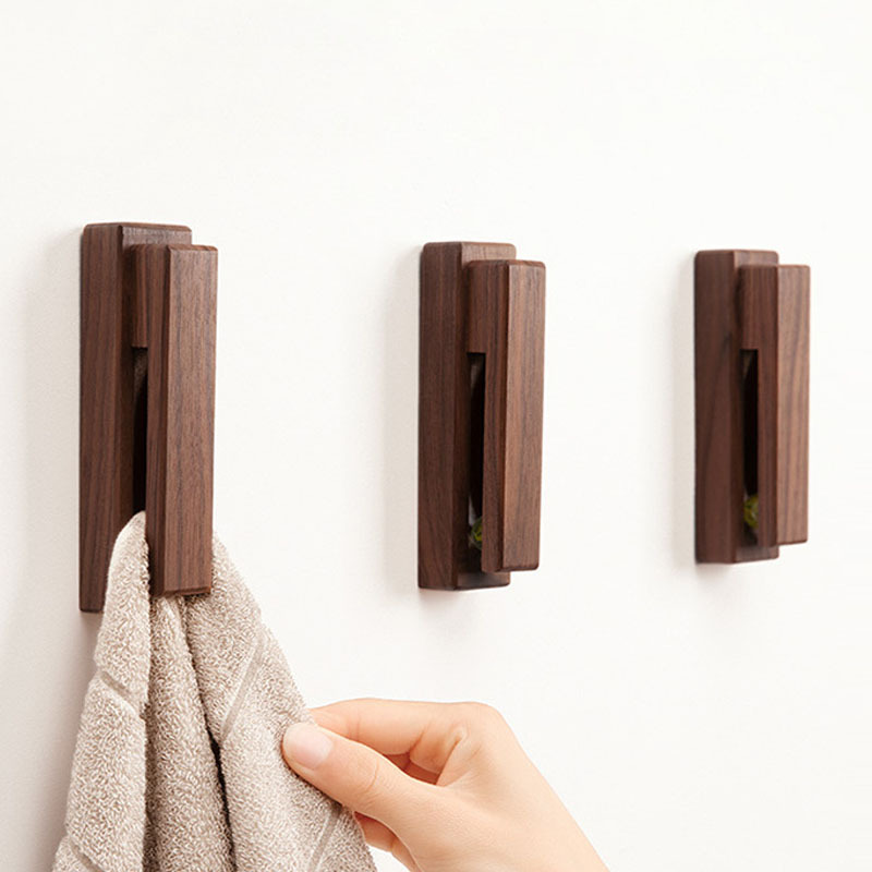 Perchas de pared de madera maciza, estante para ropa, toalla
