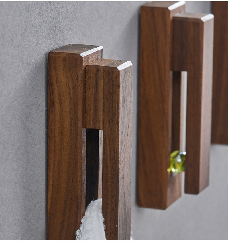 Solid Wood Towel Rack Creative Punch free Bathroom Towel - Temu