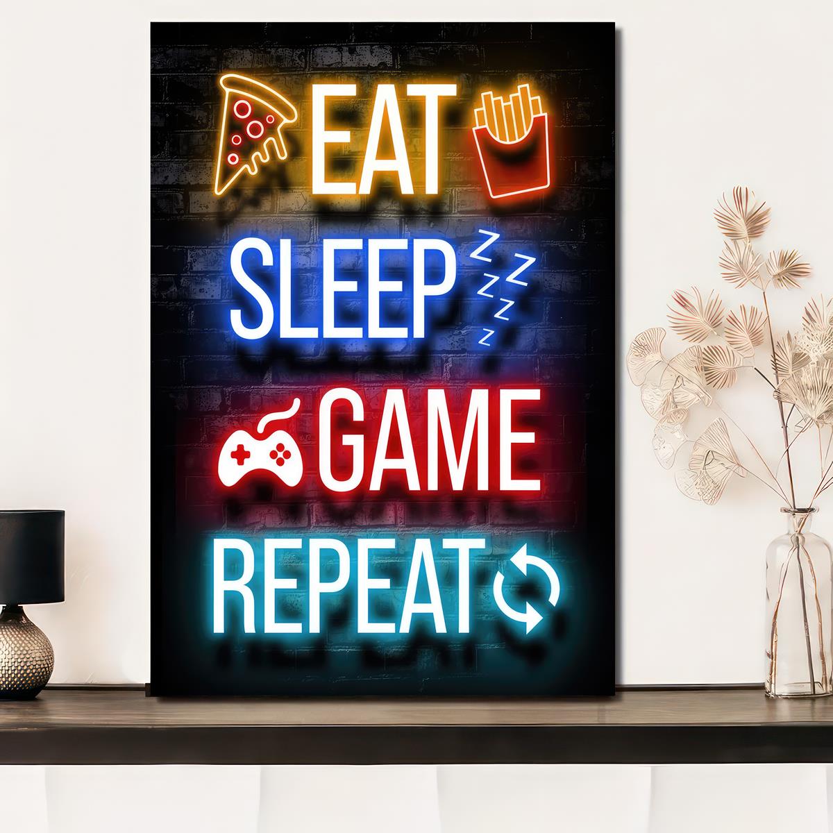 Wall Art Print Eat Sleep Game Repeat, Gifts & Merchandise