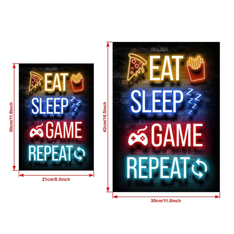Canvas Poster Modern Art Game Lover Eat sleep game repeat - Temu