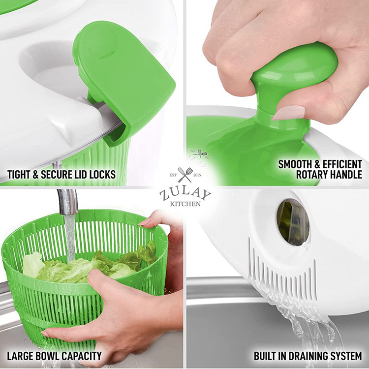 Zulay Kitchen Salad Spinner Large 5L Capacity - Manual Lettuce