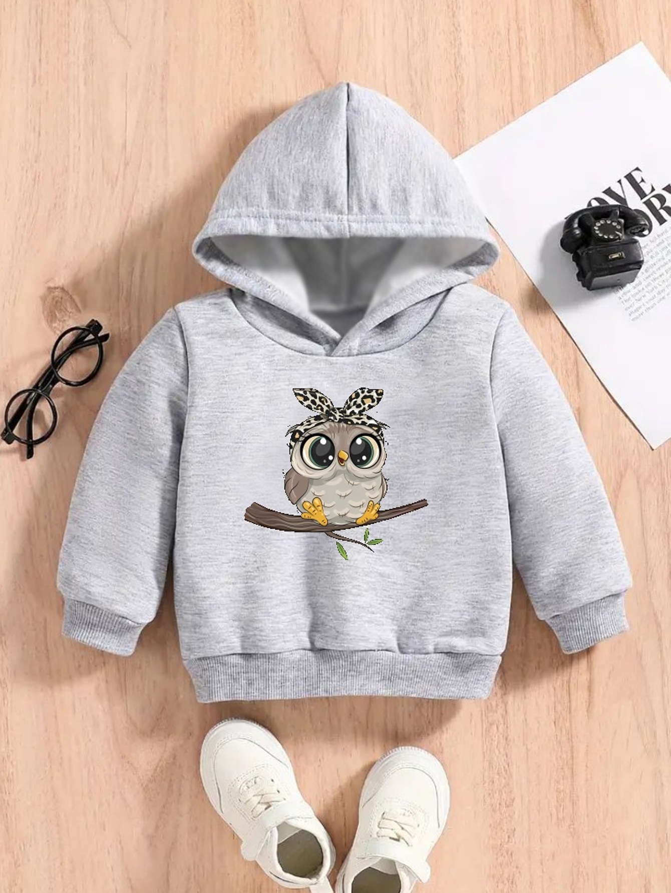 Cute Cartoon Owl Print Boys Casual Pullover Long Sleeve Temu