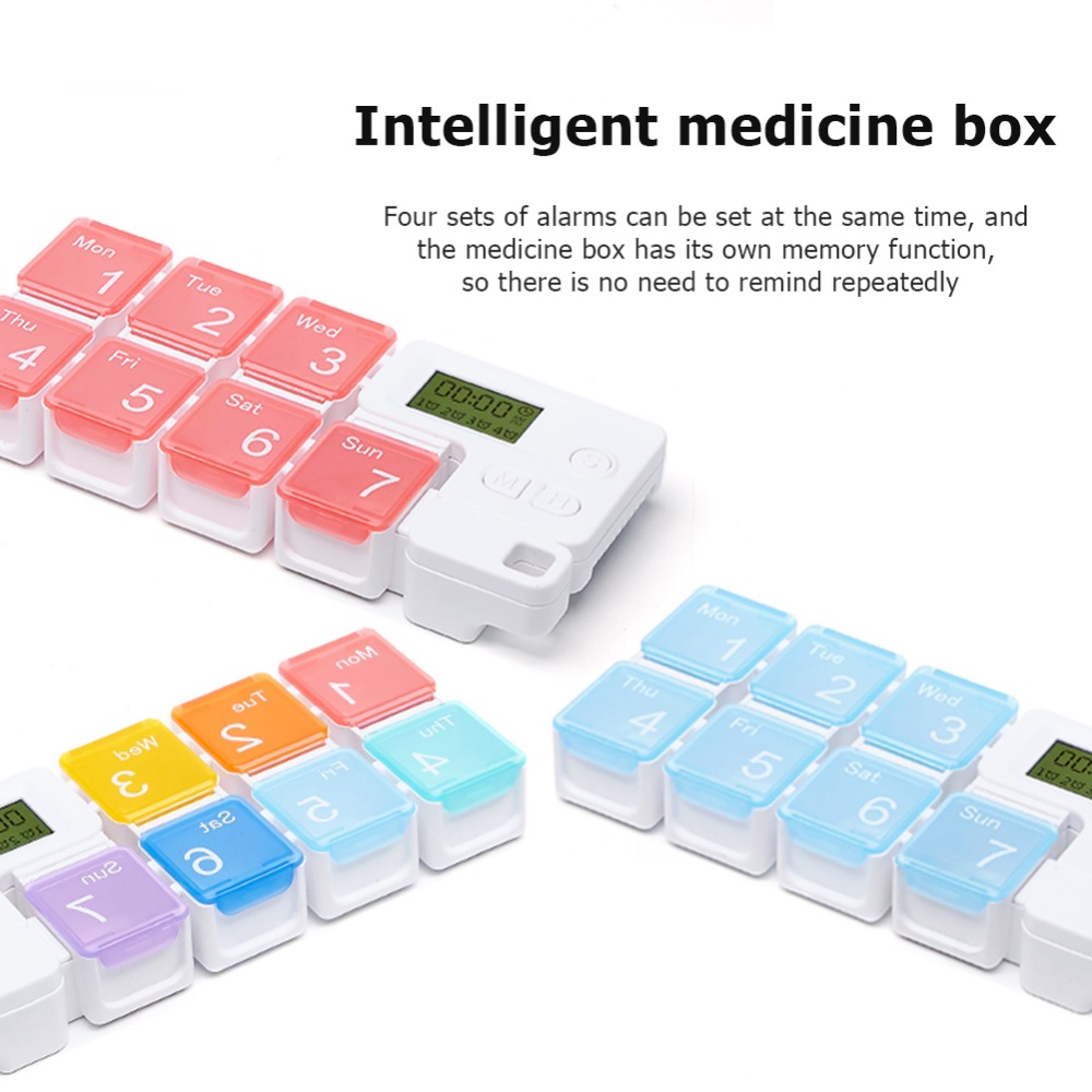 7 Day Medication Organizer System with Multi-Alarm