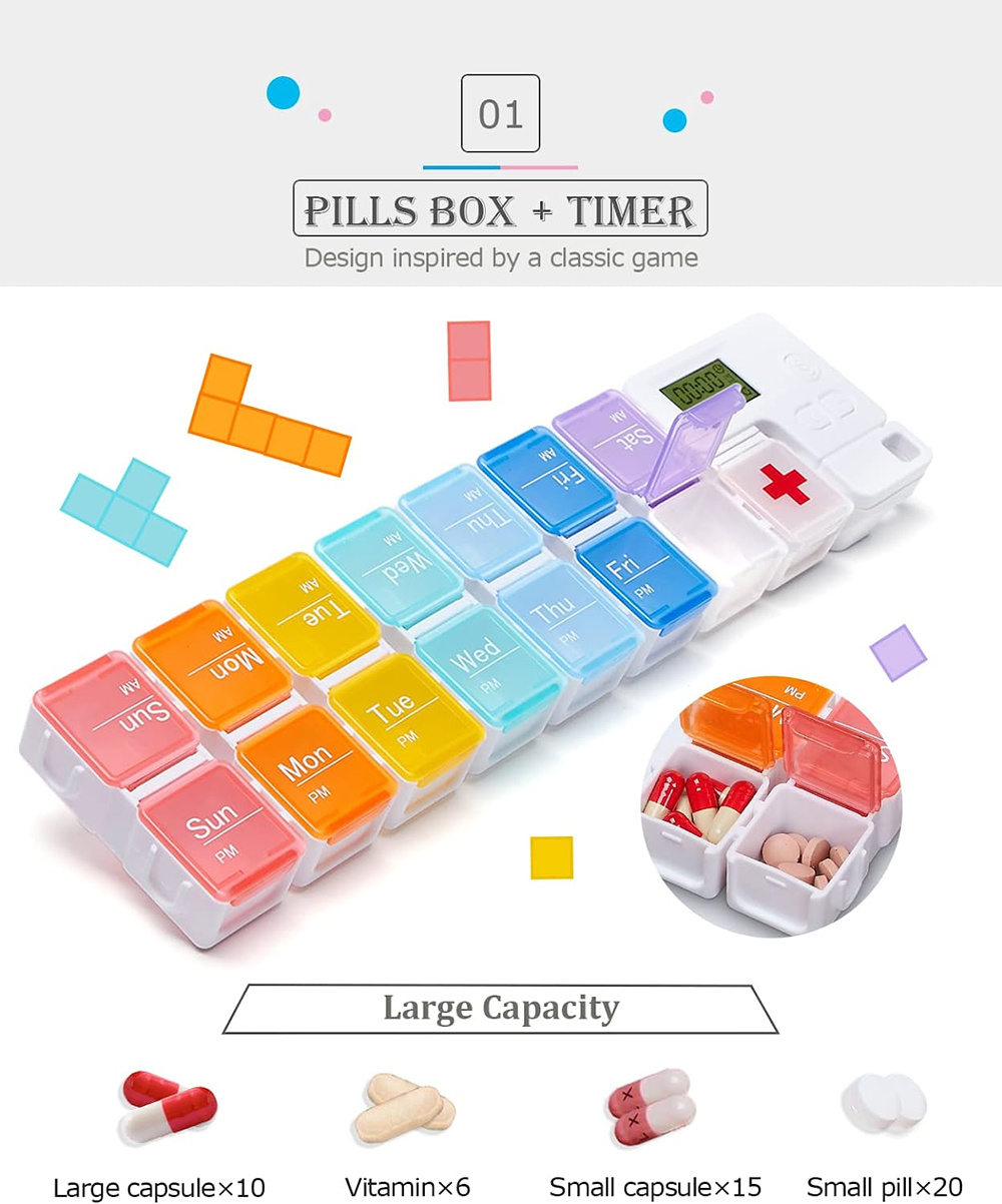 Large capacity Weekly Pill Box With Moisture proof Design 21 - Temu