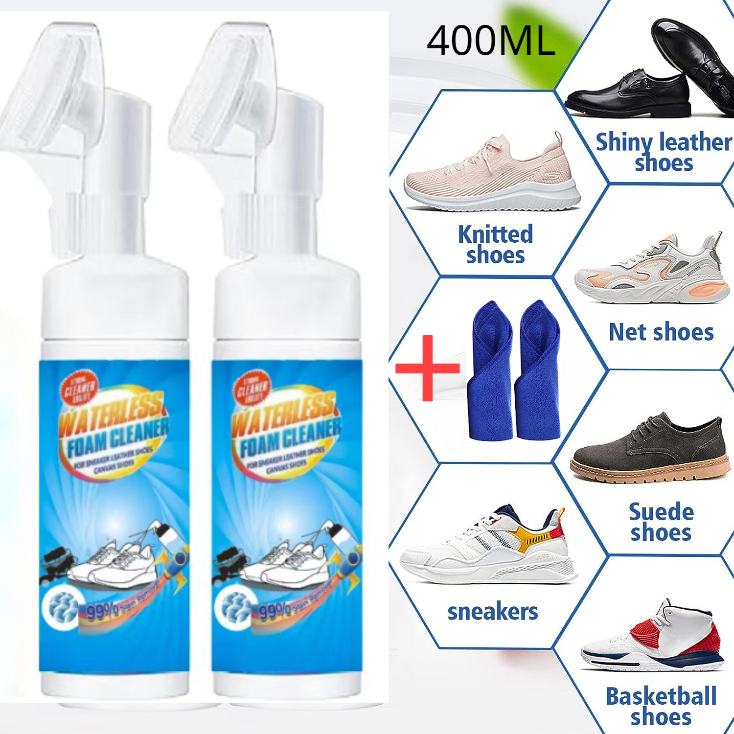 Kit de nettoyage - Sneakers - Baskets - Chaussures - Chiffon - Brosse -  Détachant - Meilleur prix