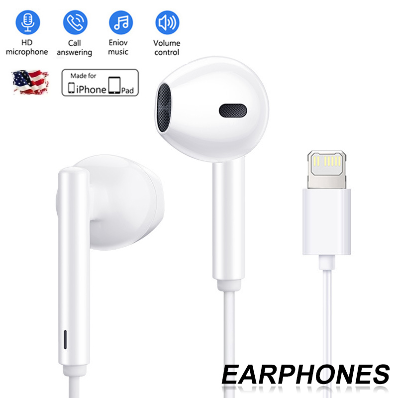  Headphones for iPhone, Wired Stereo Sound Earbuds Built-in  Microphone & Volume Control,Earphones Compatible with 14/13/12/11 Pro Max  Xs/XR/X/7/8 Plus,Supports All iOS Systems-Plug and Play！！ : Electronics